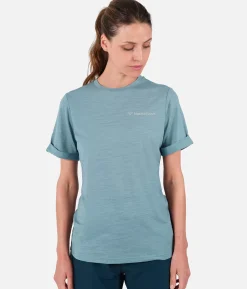 Hot Black Crows T-Shirt Femme Merino Blend Manches Courtes Pierre Bleu