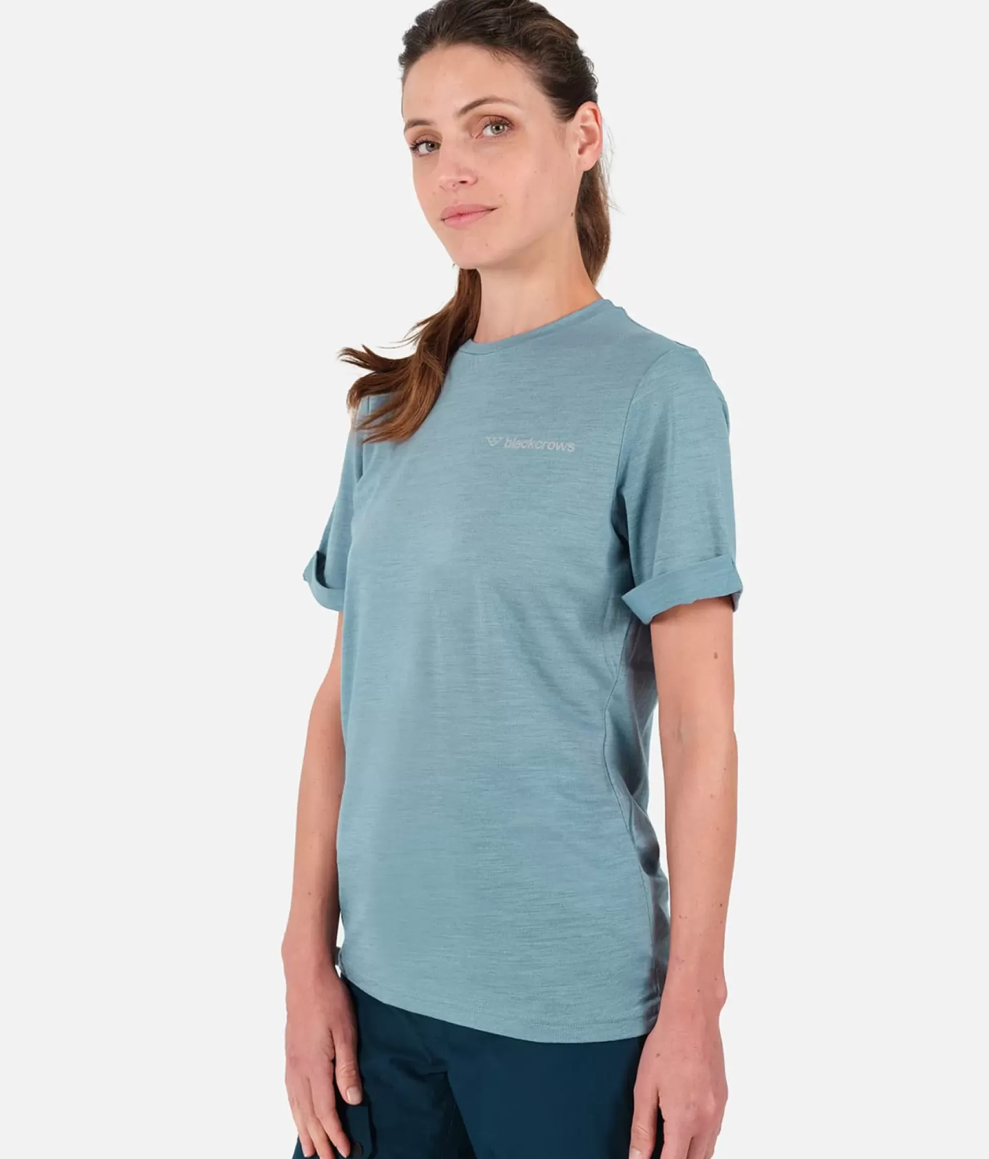 Hot Black Crows T-Shirt Femme Merino Blend Manches Courtes Pierre Bleu