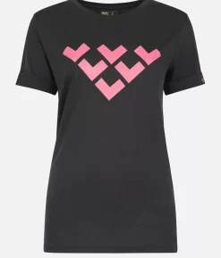Online Black Crows T-Shirt Femme Merino Manches Courtes Chevron Noir-Rose