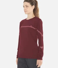 Black Crows T-Shirt Femme Merino Manches Longues Line Bordeaux
