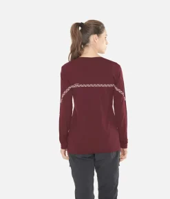 Black Crows T-Shirt Femme Merino Manches Longues Line Bordeaux