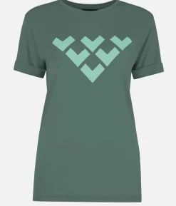 Outlet Black Crows T-Shirt Femme Merino Manches Courtes Chevron Vert Fonce