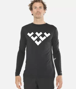 Online Black Crows T-Shirt Homme Merino Manches Longues Chevron Noir-Blanc