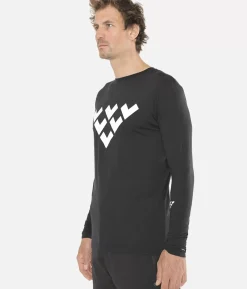 Online Black Crows T-Shirt Homme Merino Manches Longues Chevron Noir-Blanc