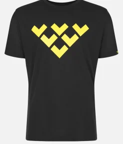 Black Crows T-Shirt Homme Merino Manches Courtes Chevron Noir-Jaune